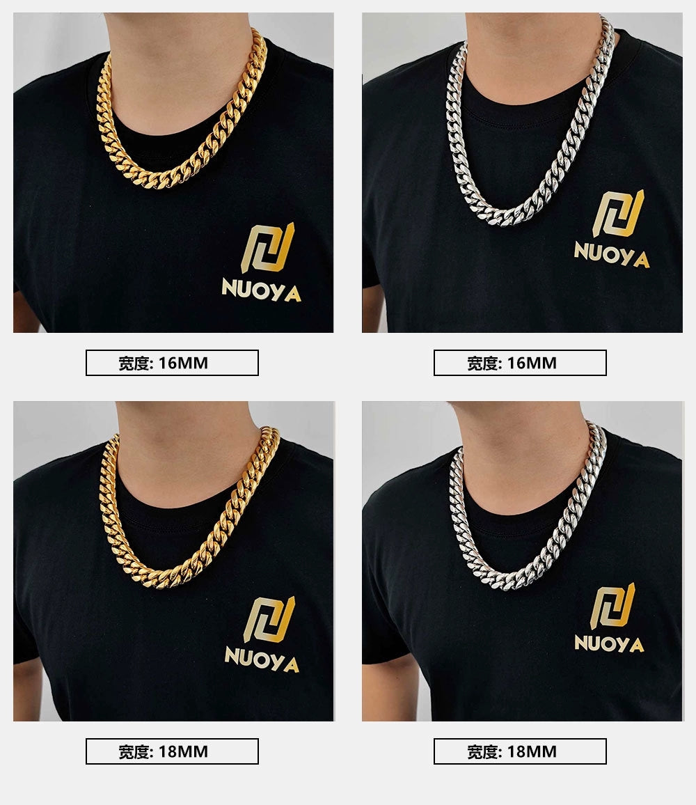 6mm/8mm/10mm/12mm/14mm/16mm/18mm Titanium steel Cuban Link Chains In Gold/ Sliver