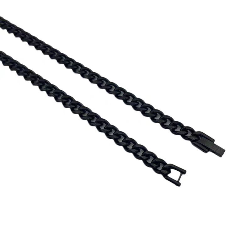 6mm Stainless Steel Cuban Bracelet in Black