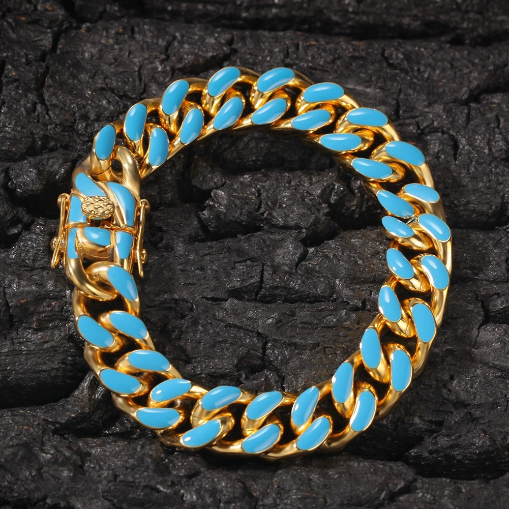 12mm Titanium Steel Lacquered Cuban Bracelet