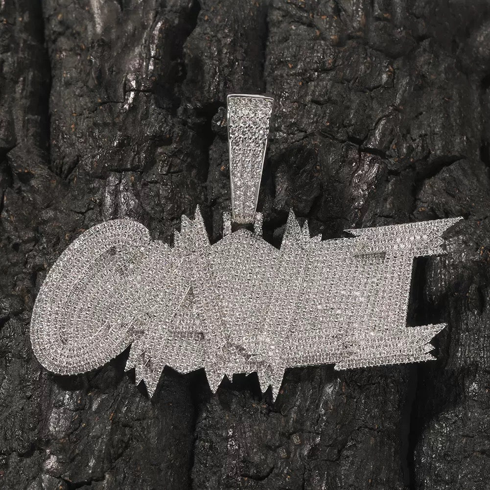 Iced Three-Row Daimonds Letters Pendant