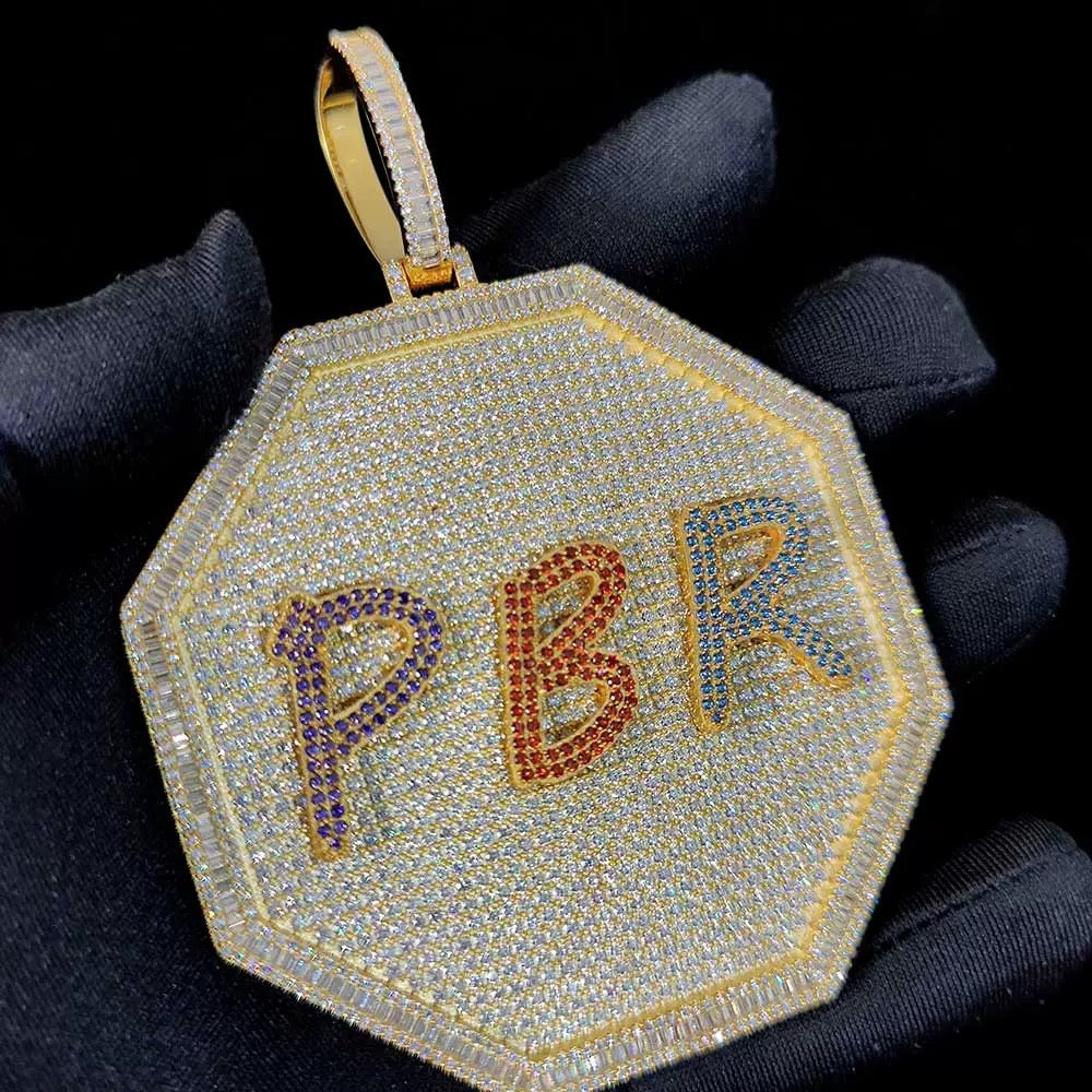 Iced A-Z Custom Octagon Name Pendant