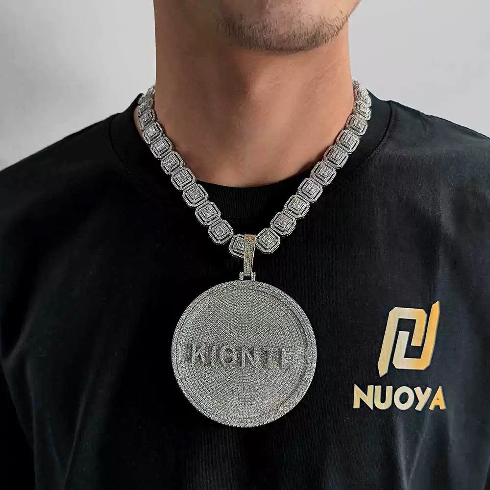 Iced Out Custom Round Name Pendant