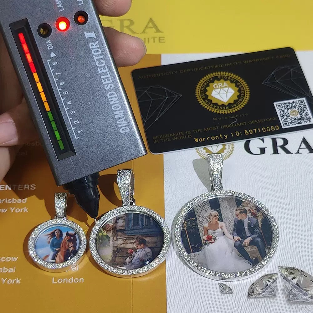 925S & Moissanite Round Custom Picture Pendant