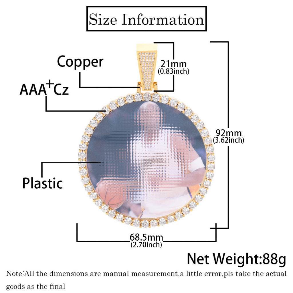 Iced Round Custom Picture Pendant