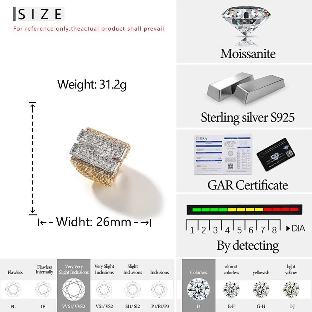 925S & Moissanite Custom Letter & Number Ring