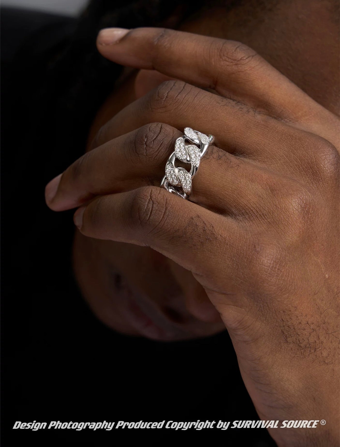 925S & Moissanite Cuban Link Ring