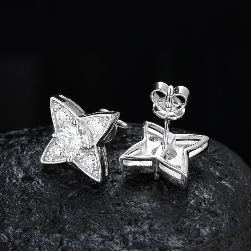 925S & Moissanite Star Earrings