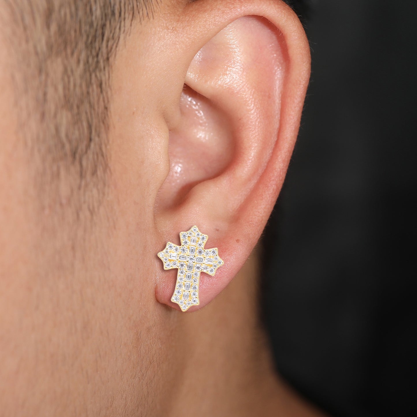 925S & Moissanite Cross Earrings
