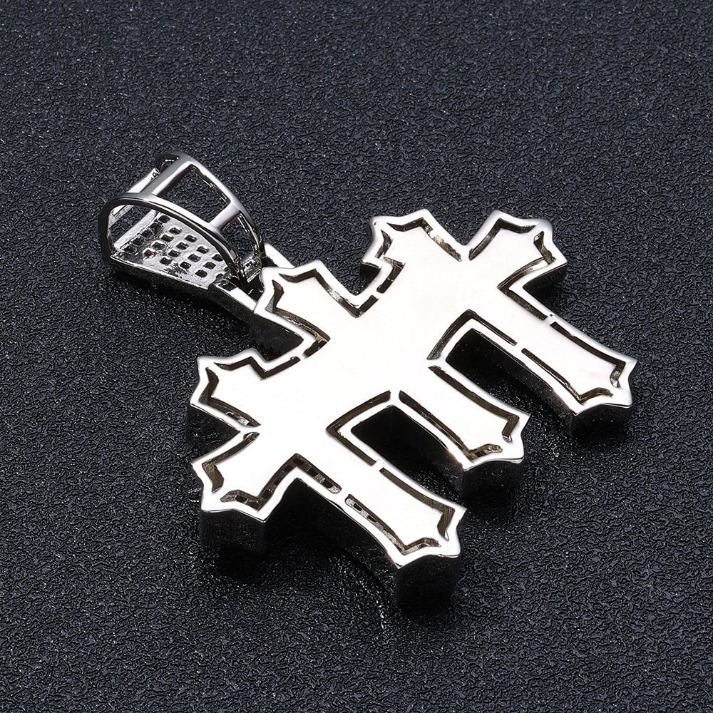 Iced Triple Cross Pendant