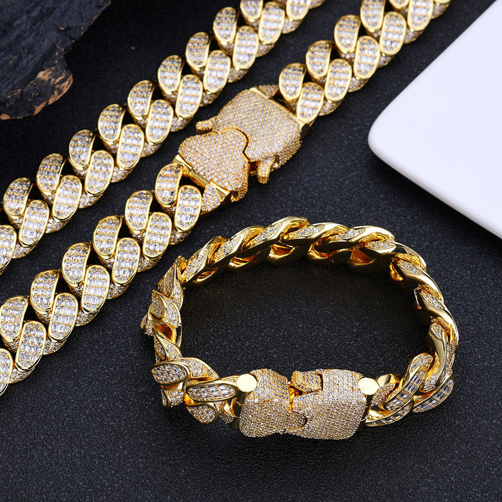 18mm Three-row Daimonds Cuban Bracelet