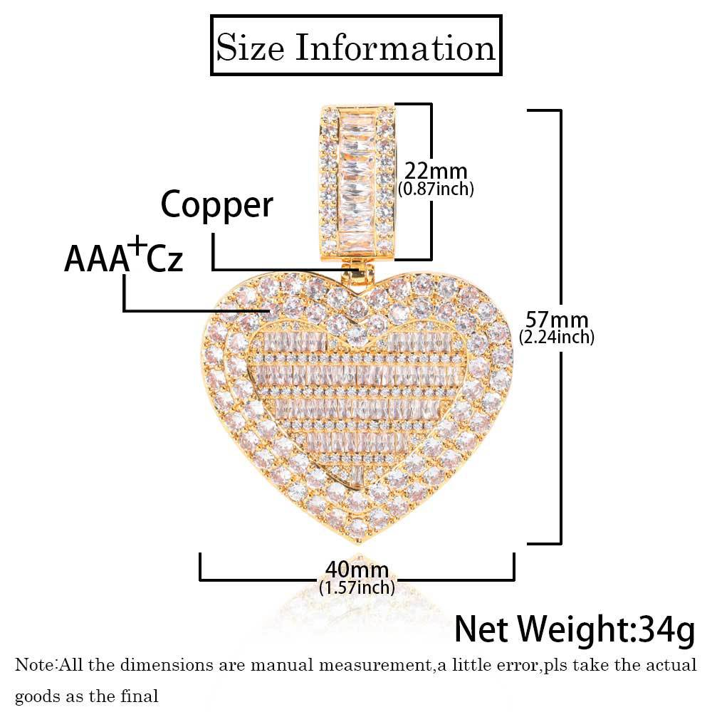 Iced Custom Picture Heart Pendant