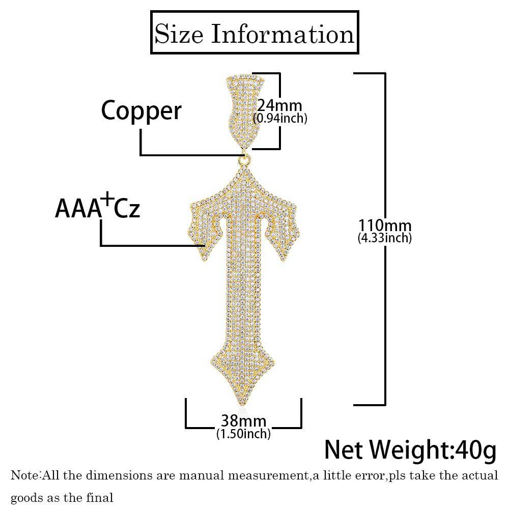 Iced Cross With Sword Pendant