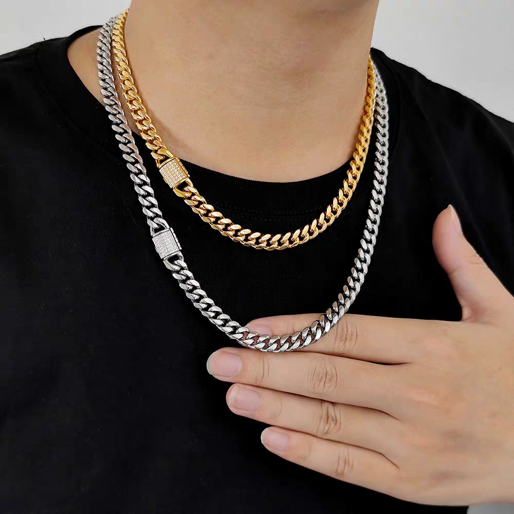 8mm/ 10mm Stainless Steel Cuban Chains in Gold& Sliver