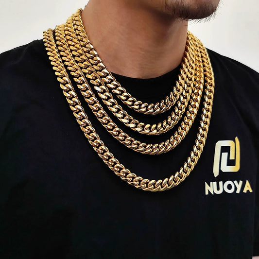 6mm/8mm/10mm/12mm/14mm/16mm/18mm Titanium steel Cuban Link Chains In Gold/ Sliver