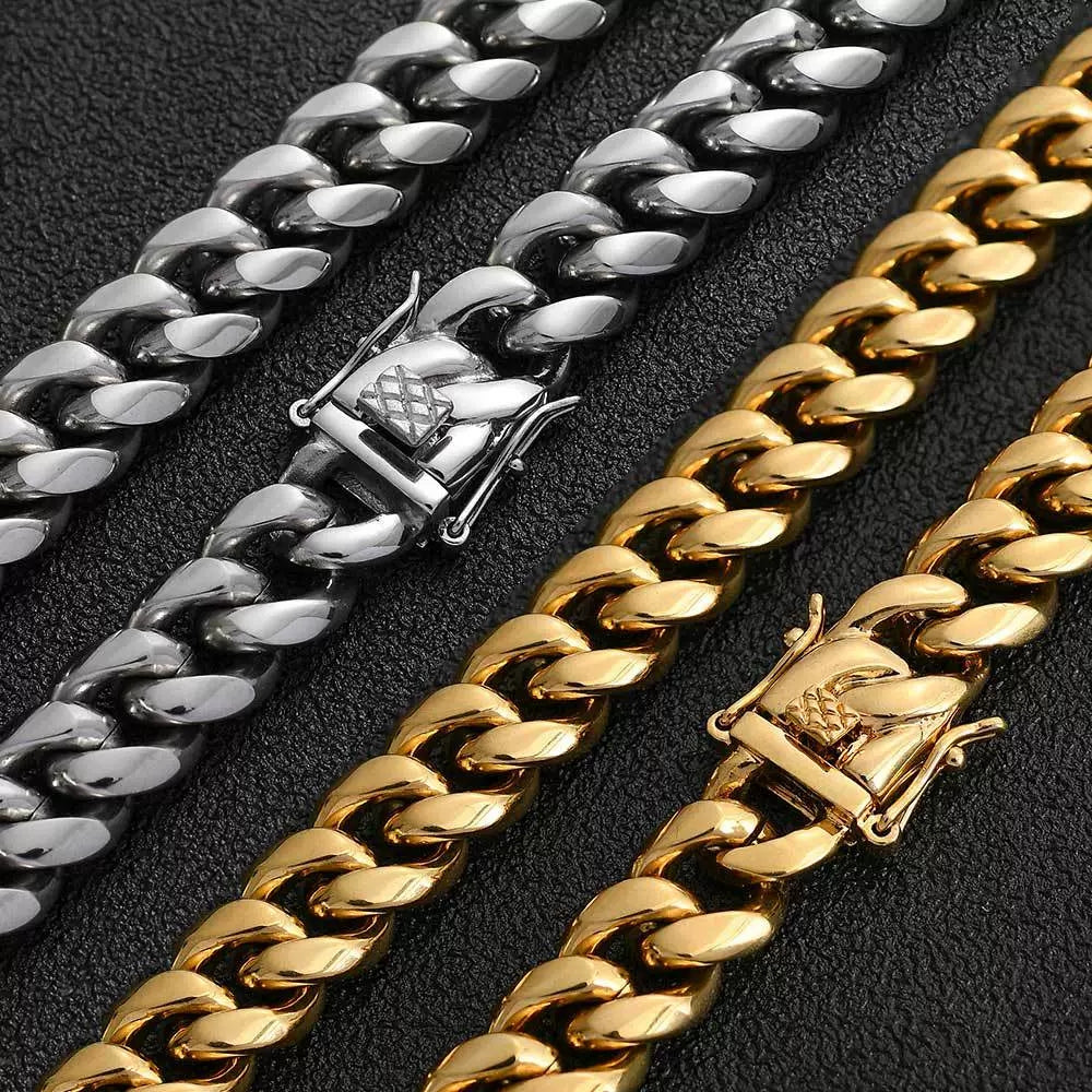 6mm/8mm/10mm/12mm/14mm/16mm/18mm Titanium steel Cuban Link Chains In Gold/ Sliver
