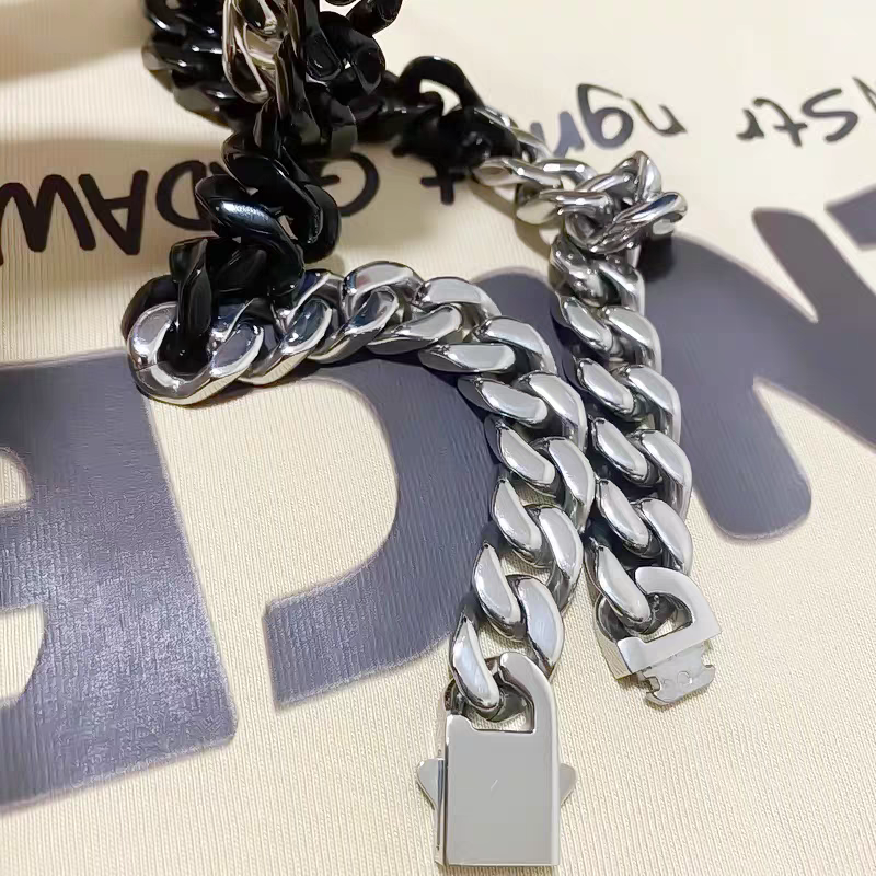 13mm Titanium Steel Lacquered Two-color Cuban Chains