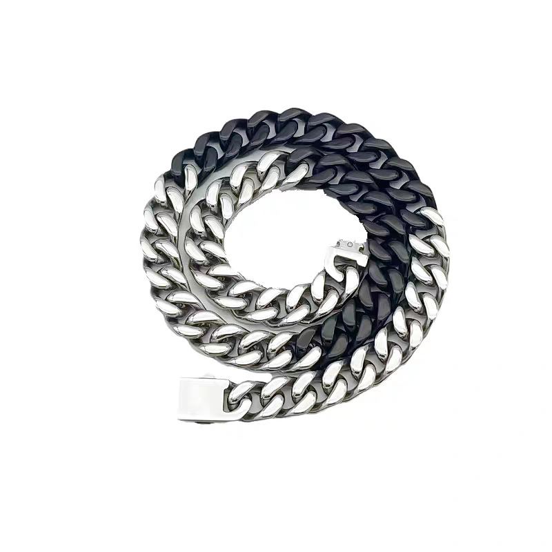 13mm Titanium Steel Lacquered Two-color Cuban Chains