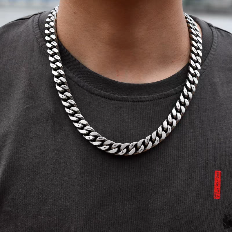 10mm/ 12mm Frosted Christian Holy Cross Stainless Steel Cuban Chains