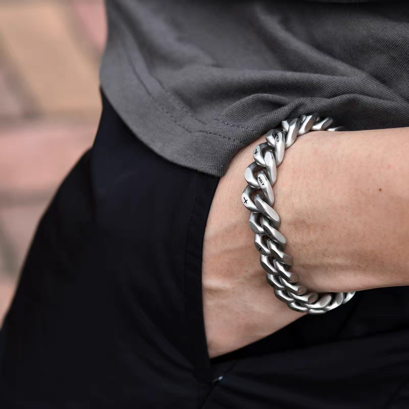 10mm/ 12mm Frosted Christian Holy Cross Stainless Steel Cuban Bracelet