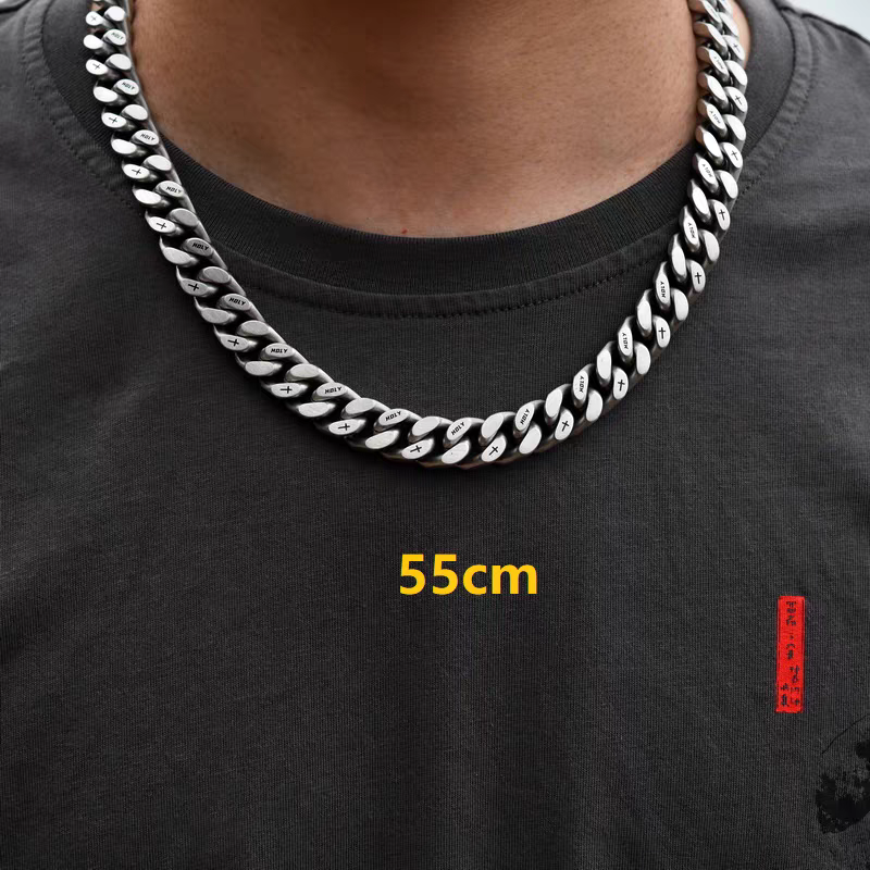 10mm/ 12mm Frosted Christian Holy Cross Stainless Steel Cuban Chains
