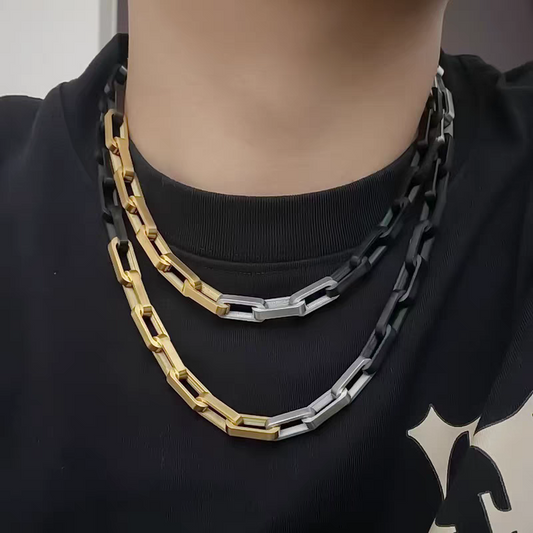 10mm Titanium Steel Three-color Cuban Bracelet