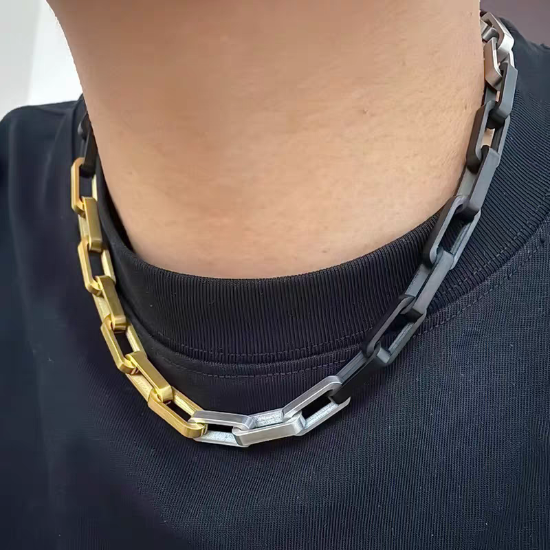 10mm Titanium Steel Three-color Cuban Bracelet