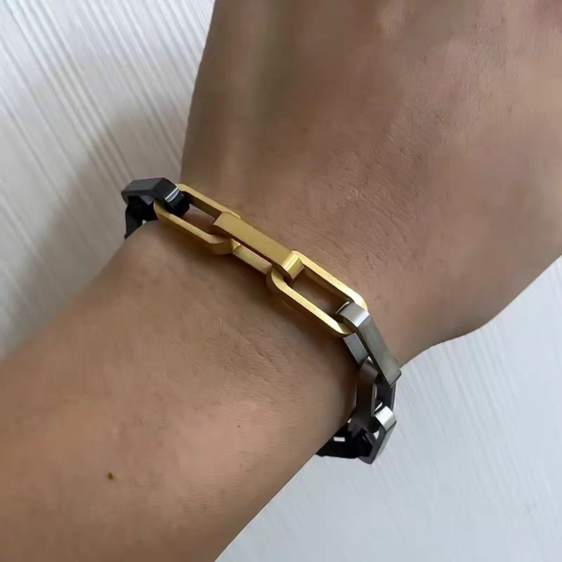 10mm Titanium Steel Three-color Cuban Bracelet