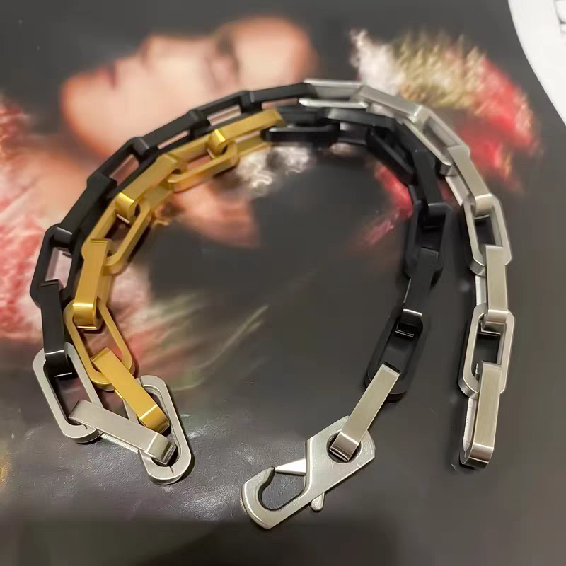 10mm Titanium Steel Three-color Cuban Bracelet