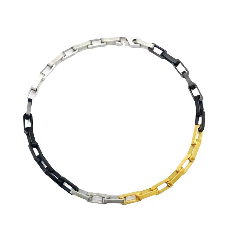 10mm Titanium Steel Three-color Cuban Bracelet
