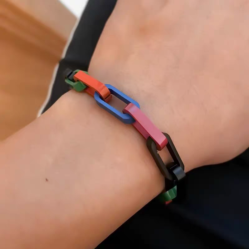 10mm Multi-Color Rectangle Link Bracelet