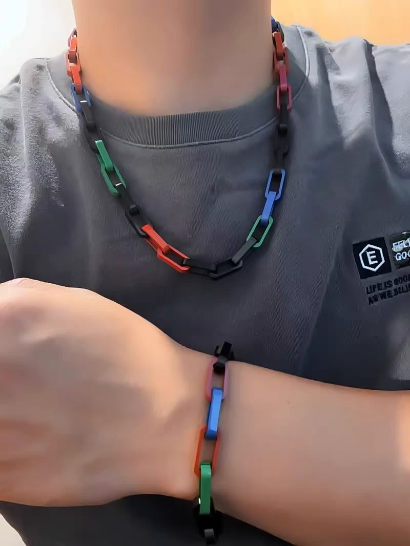 10mm Multi-Color Rectangle Link Bracelet