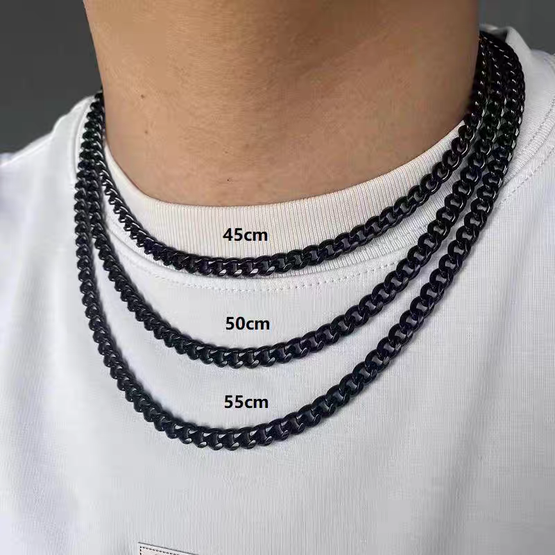 6mm Stainless Steel Cuban Bracelet in Black