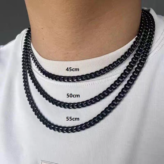 6mm Stainless Steel Cuban Chains in Black