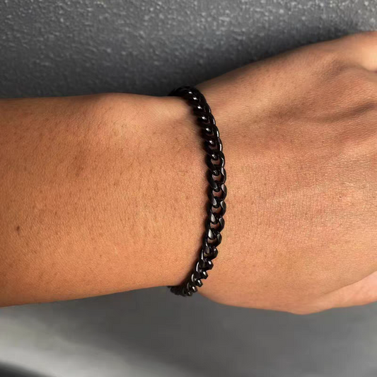 6mm Stainless Steel Cuban Bracelet in Black