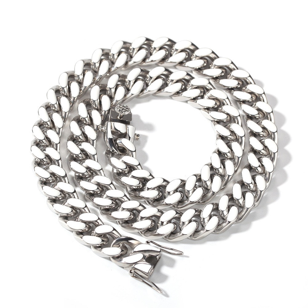 12mm Titanium Steel Lacquered Cuban Link Chains
