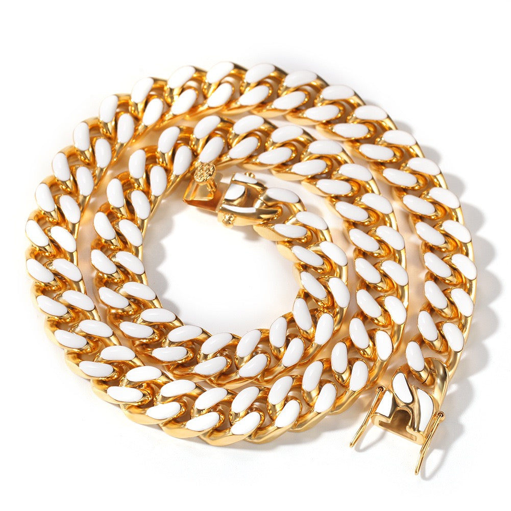 12mm Titanium Steel Lacquered Cuban Link Chains