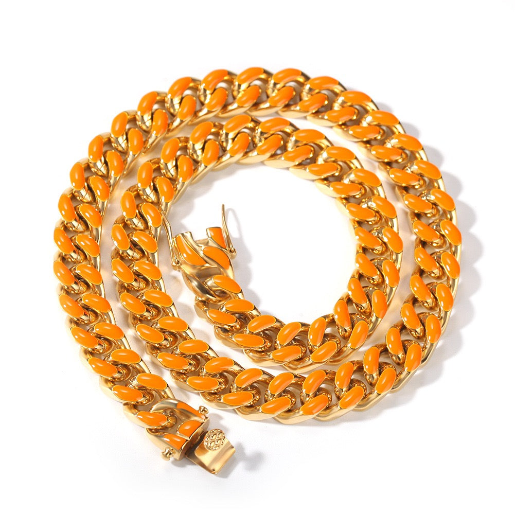12mm Titanium Steel Lacquered Cuban Link Chains