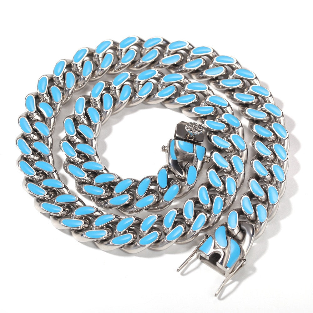 12mm Titanium Steel Lacquered Cuban Link Chains