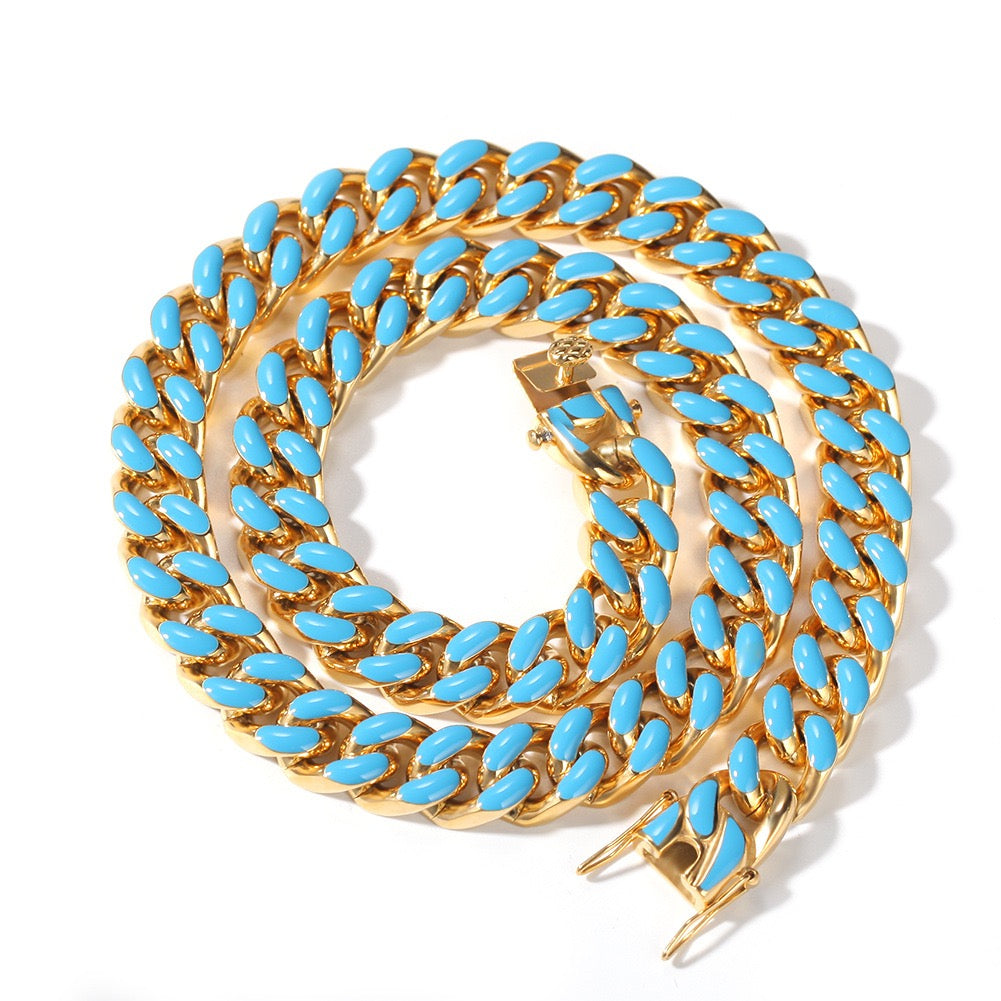 12mm Titanium Steel Lacquered Cuban Link Chains