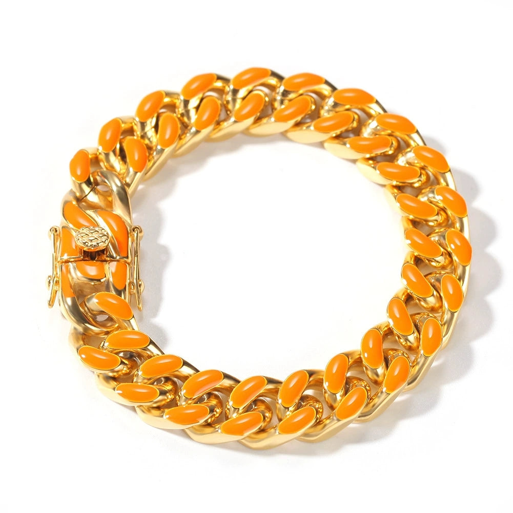 12mm Titanium Steel Lacquered Cuban Bracelet