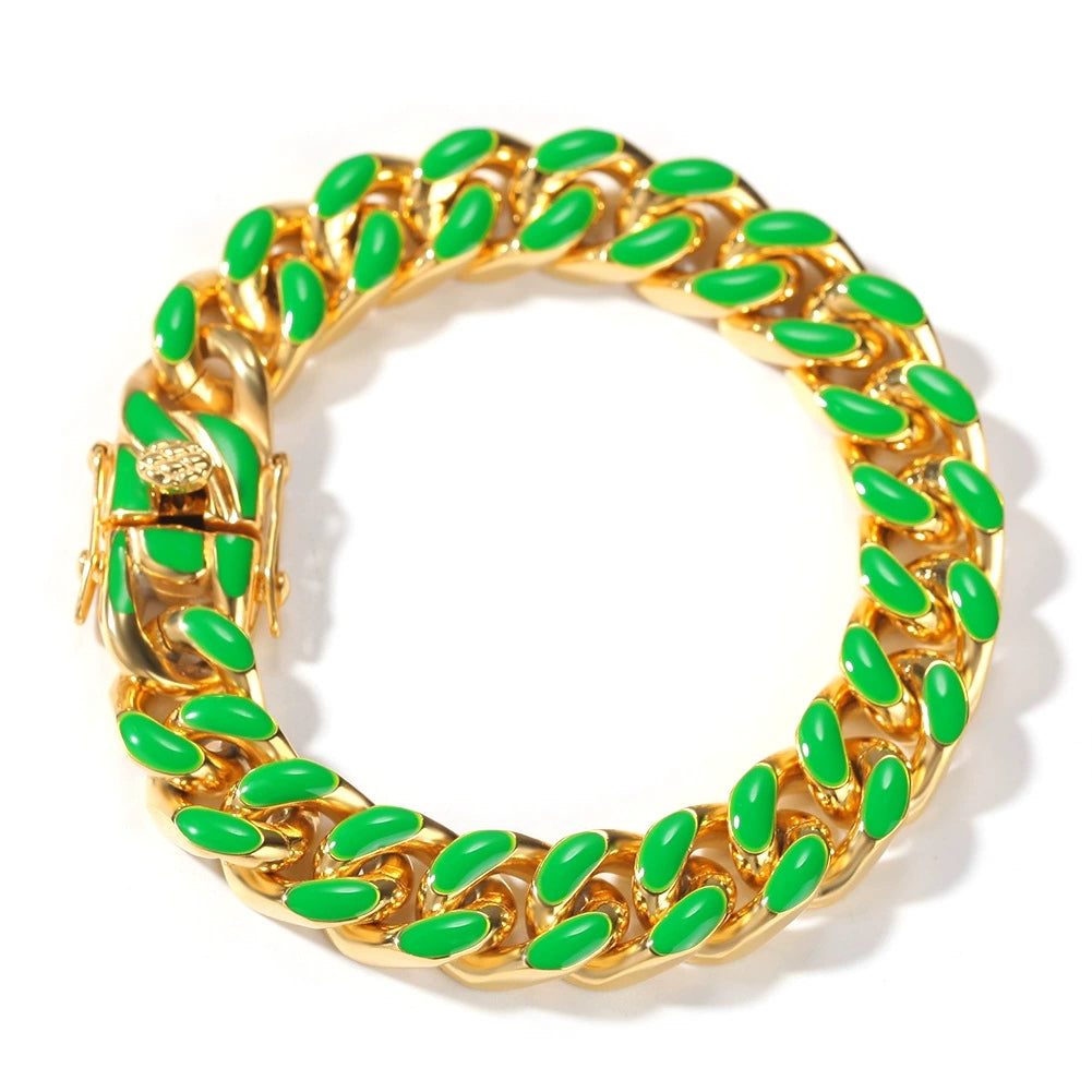 12mm Titanium Steel Lacquered Cuban Bracelet