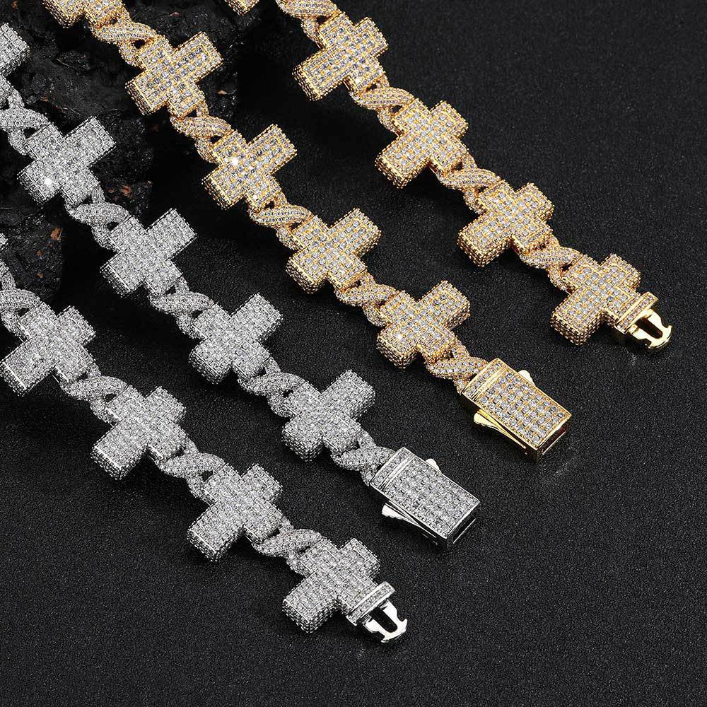 17mm Iced Cross Link Bracelet