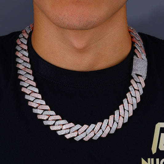 20mm Iced Cuban Link Chains in White&Gold