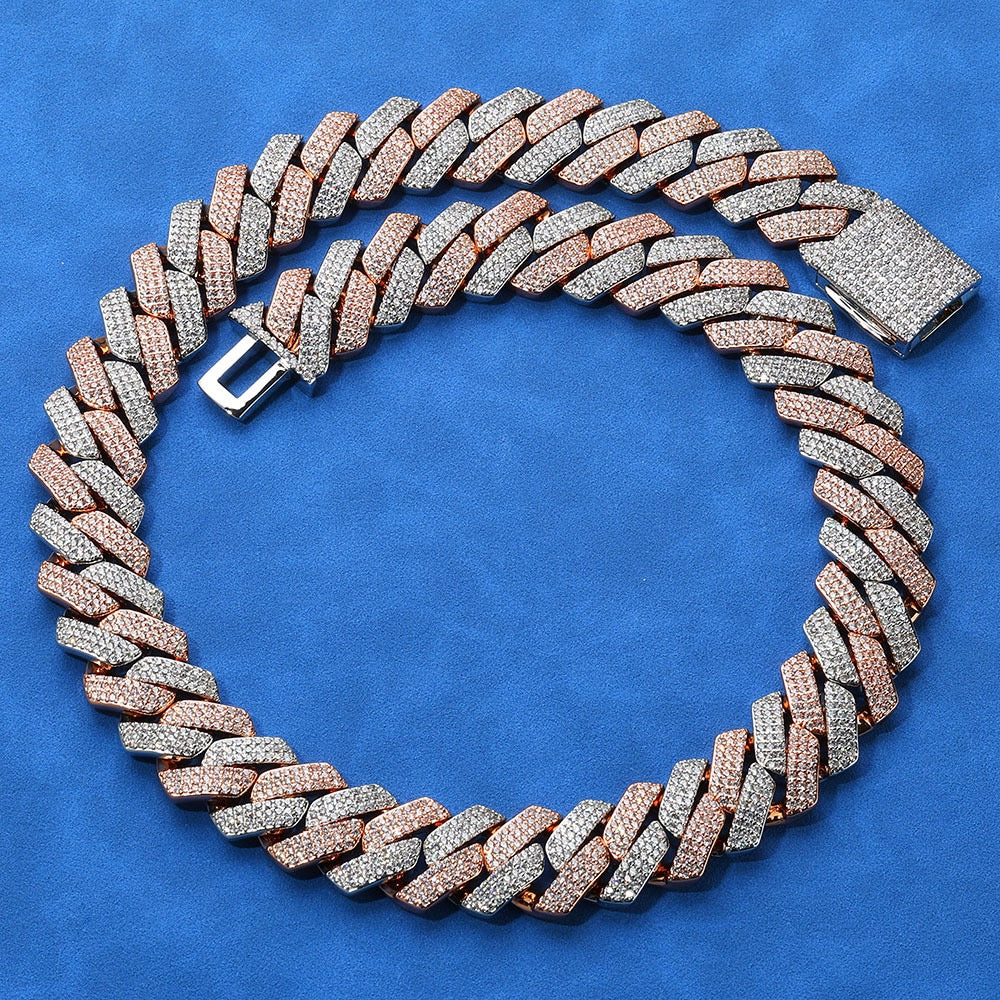 20mm Iced Cuban Link Chains in White&Gold