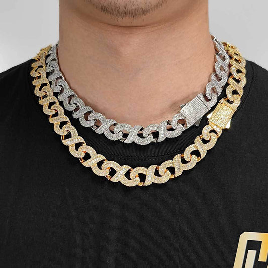 12mm/15mm Iced Infinity Cuban Link Chains
