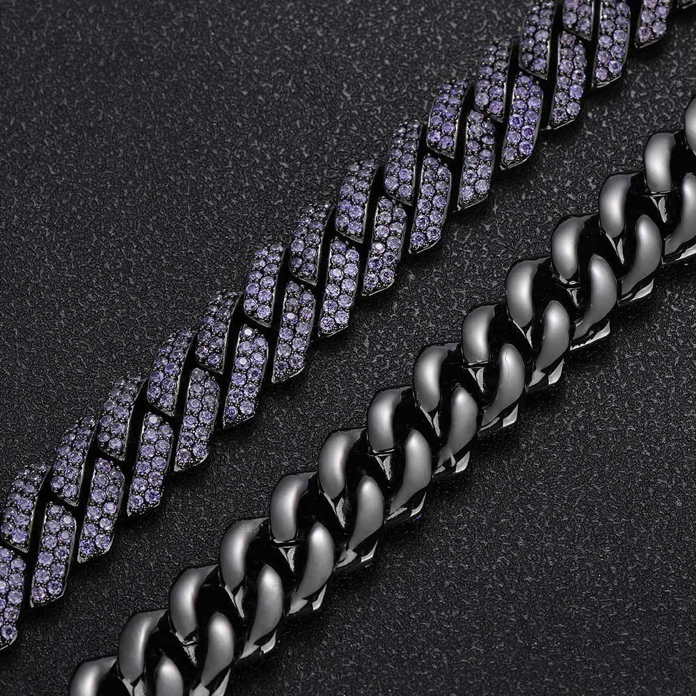 15mm Purple Iced Cuban Link Chains