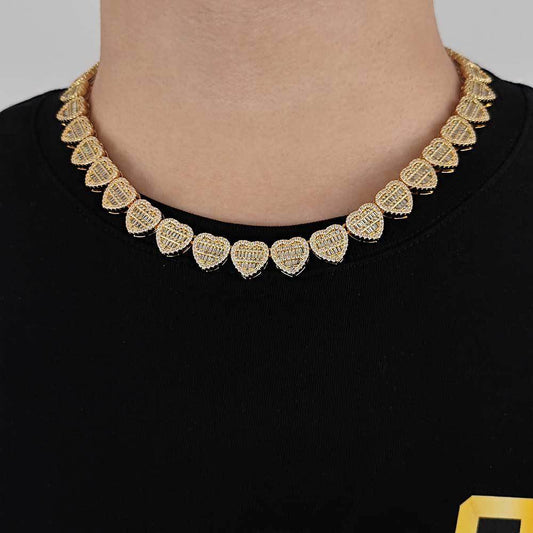 12mm Heart Iced Link Chains