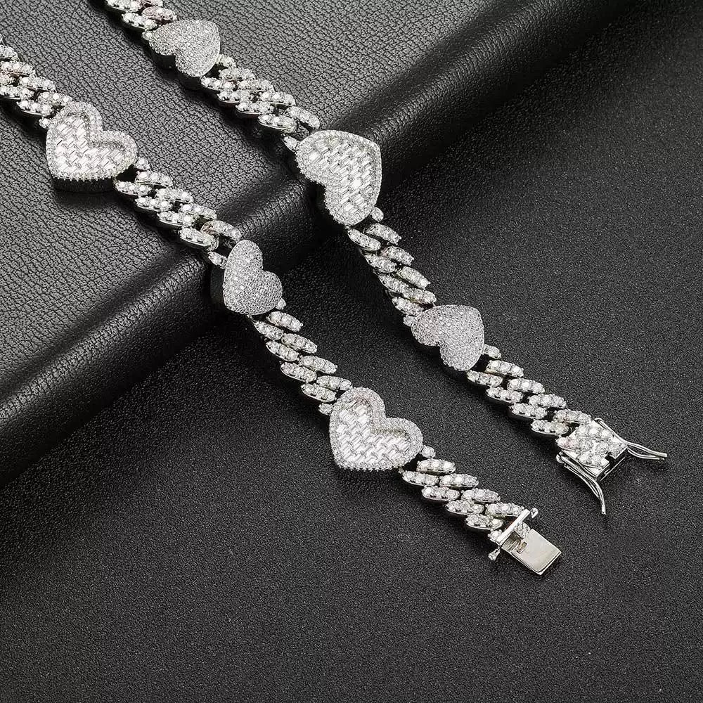 9mm Iced Heart Cuban Chains