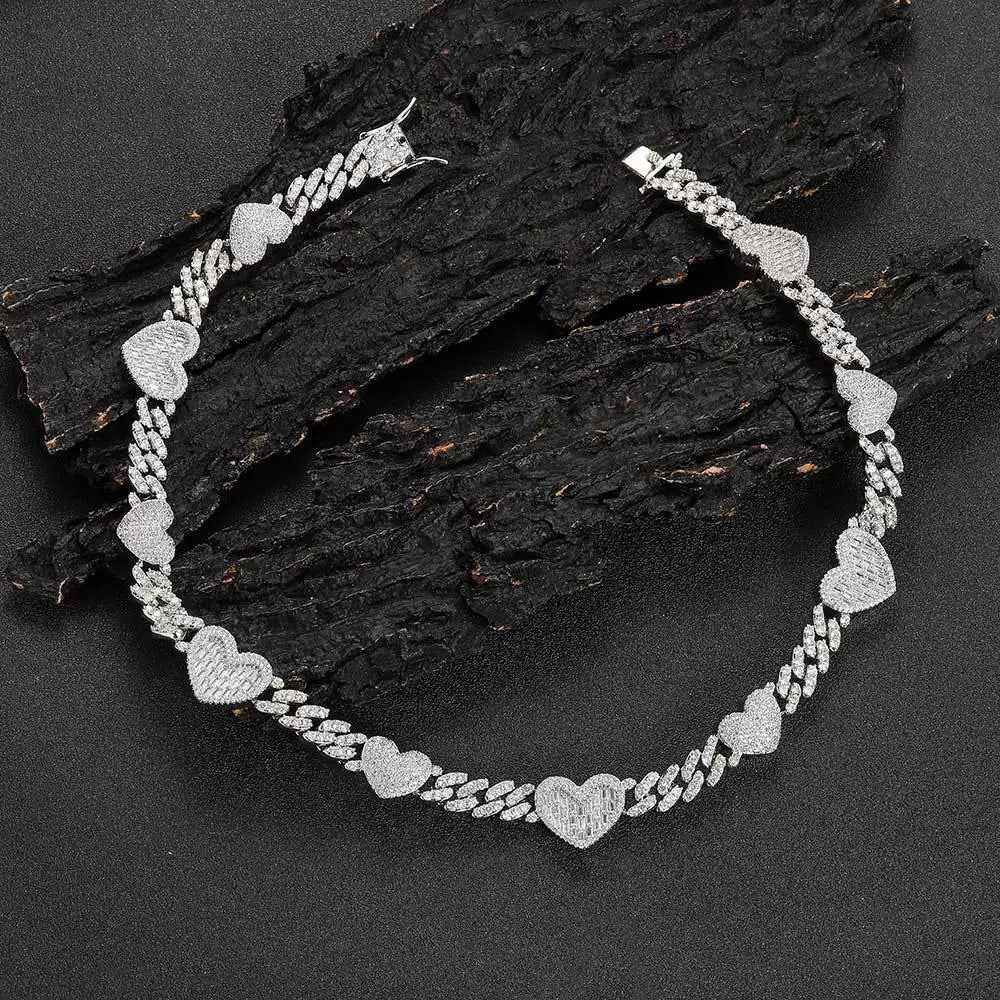 9mm Iced Heart Cuban Chains
