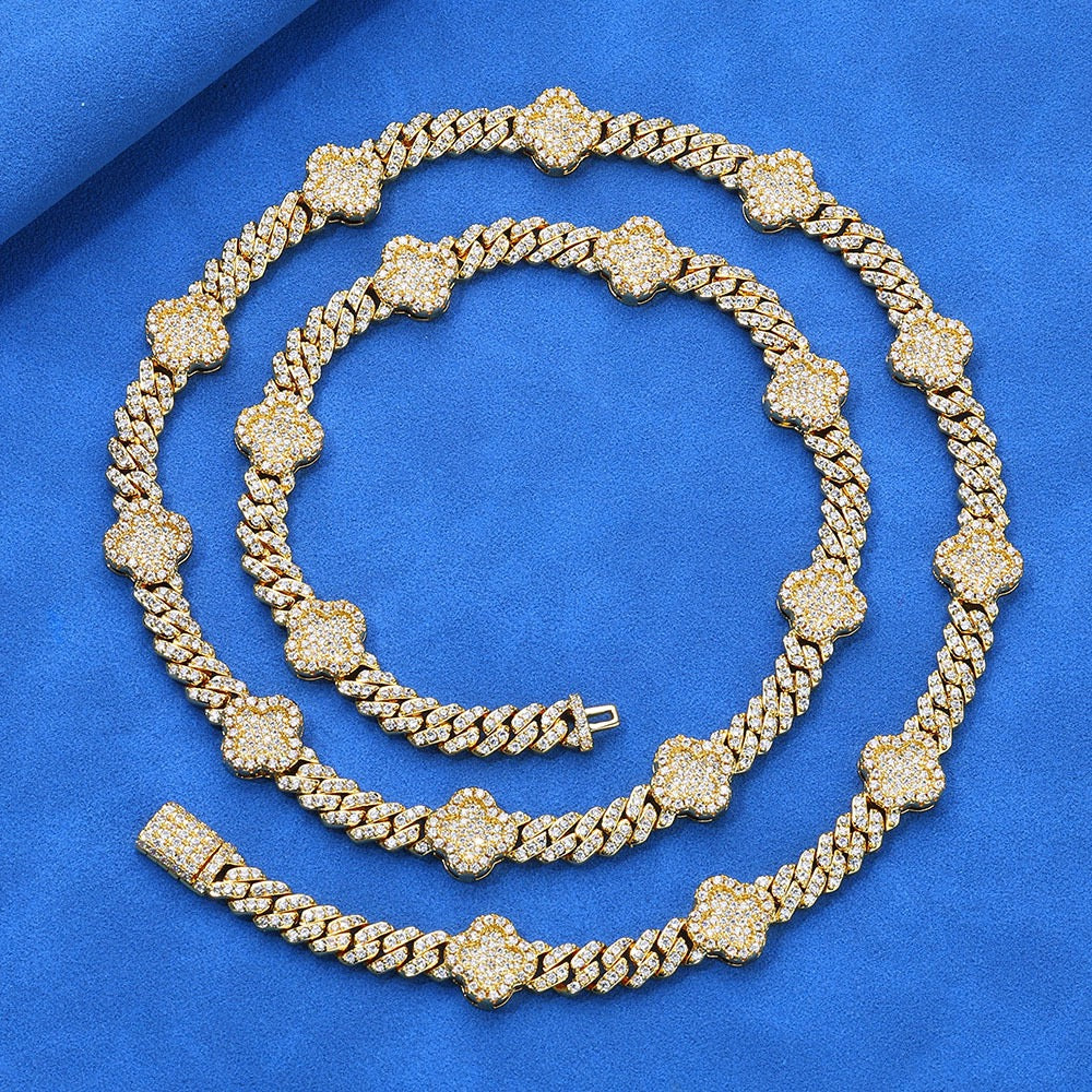 6mm Iced Four-Leaf Clover Cuban Chains